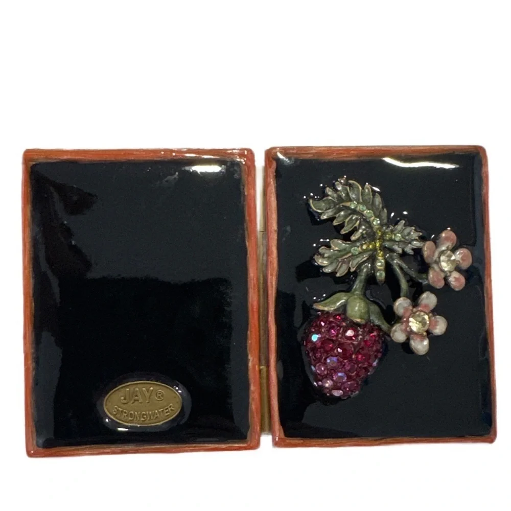 Jay Strongwater Mini Brass Enamel Foldable 2 Photo frame with Swarovski Jewels